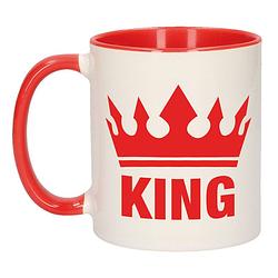 Foto van Cadeau king mok/ beker rood wit 300 ml - feest mokken