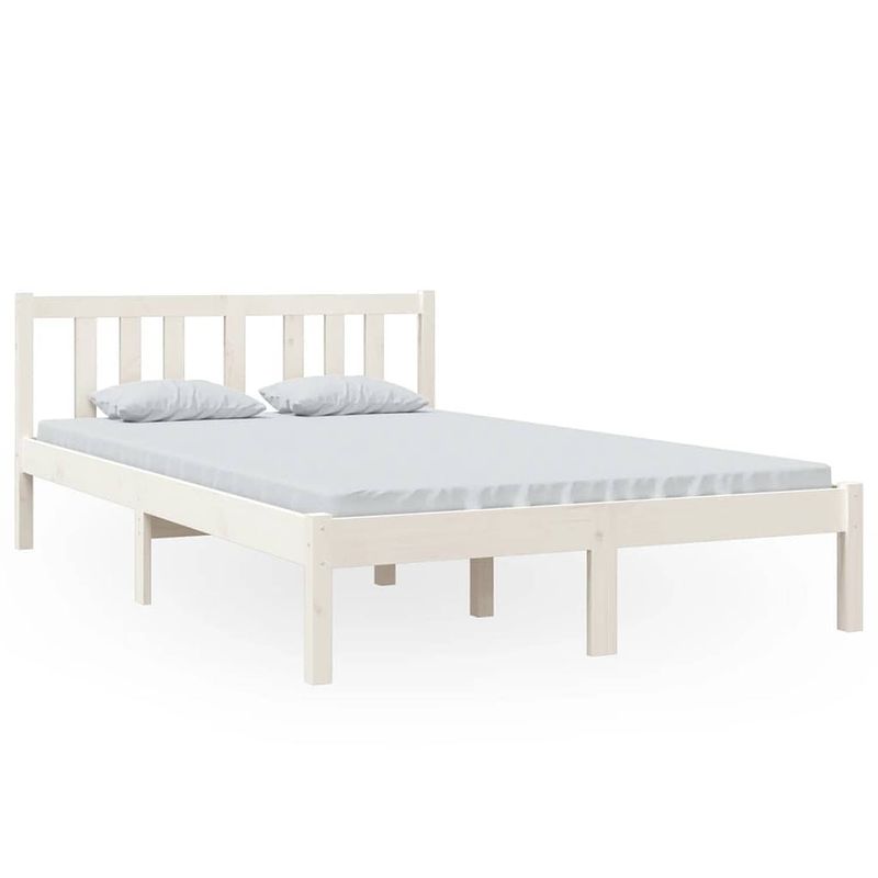 Foto van The living store houten bedframe - 120 x 200 cm - massief grenen - stabiel en comfortabel - wit