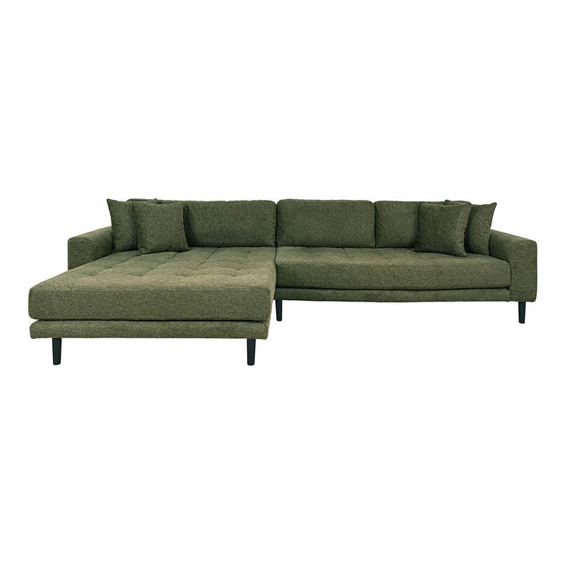 Foto van Lido bank bank met chaise longue links gericht 4 kussens groen.