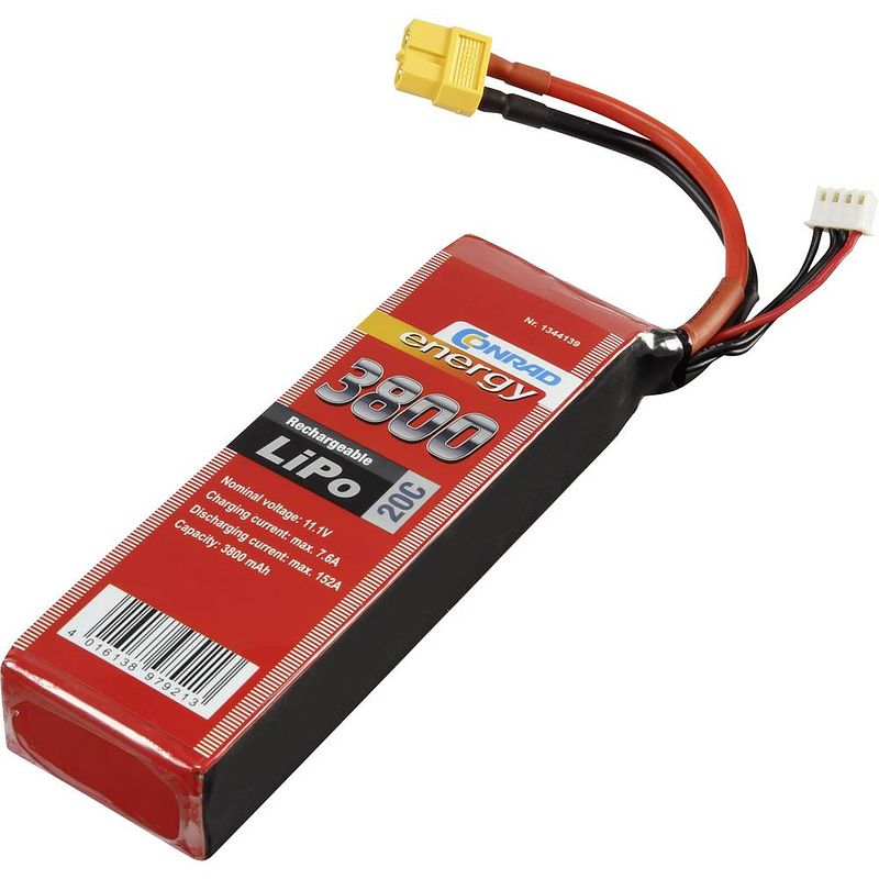 Foto van Conrad energy lipo accupack 11.1 v 3800 mah aantal cellen: 3 20 c softcase xt60