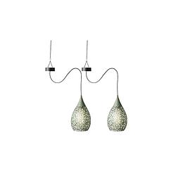 Foto van 2x stuks groene solar tuinverlichting hanglamp ijzer 21 cm - buitenverlichting