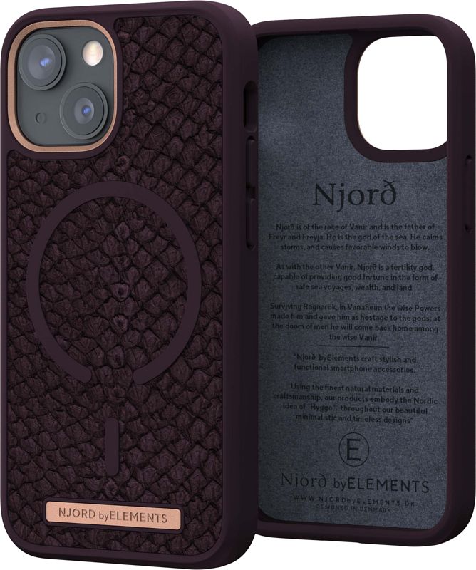 Foto van Njord apple iphone 13 mini back cover met magsafe bruin