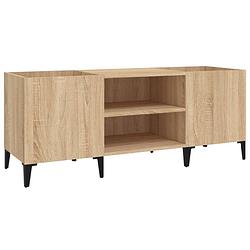 Foto van Vidaxl platenkast 121x38x48 cm bewerkt hout sonoma eikenkleurig