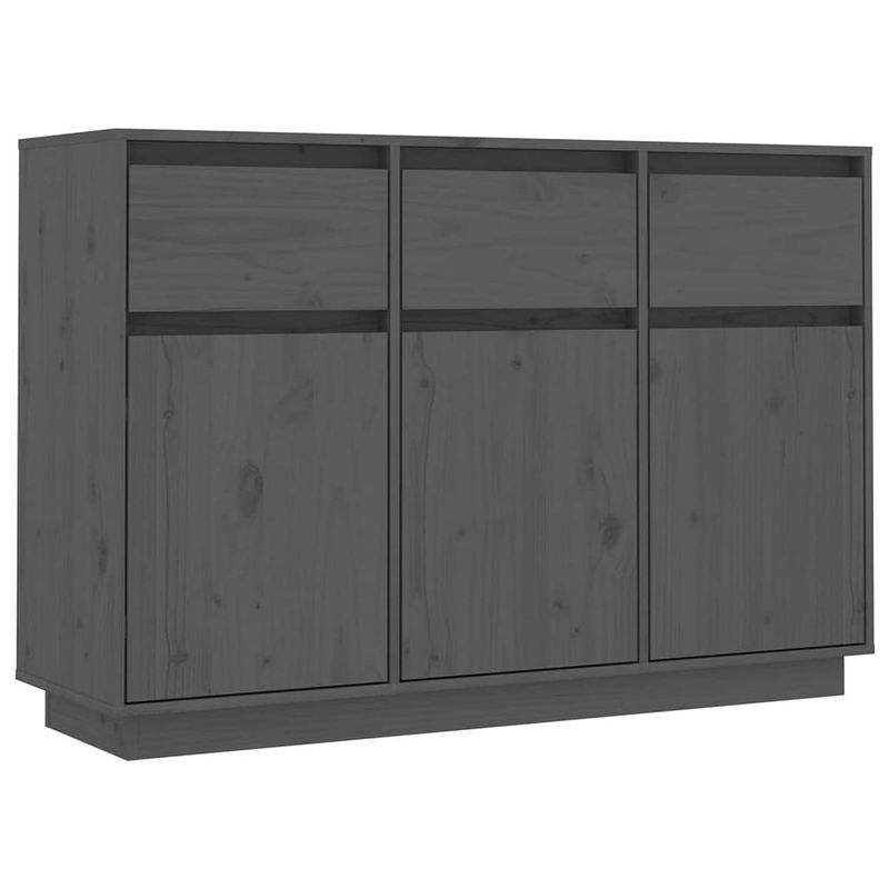 Foto van Vidaxl dressoir 110x34x75 cm massief grenenhout grijs