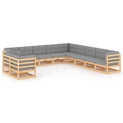 Foto van Vidaxl 11-delige loungeset met kussens massief grenenhout