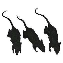 Foto van Fiestas nep ratten 6 cm - zwarta - 3xa - horror/griezel thema decoratie dieren - feestdecoratievoorwerp
