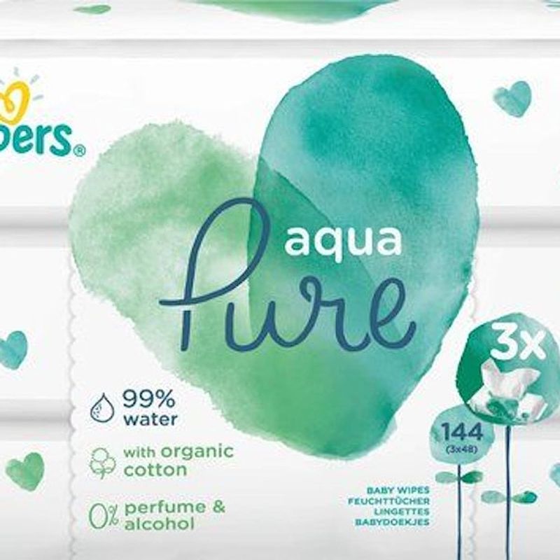 Foto van Pampers aqua pure sensitive babydoekjes - 3 x 48 doekjes
