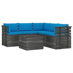 Foto van Vidaxl 6-delige loungeset met kussens pallet massief grenenhout