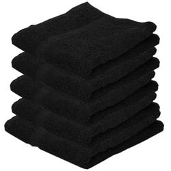 Foto van 5x badkamer/douche handdoeken zwart 50 x 90 cm - badhanddoek
