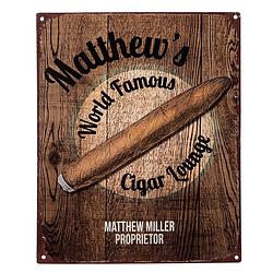 Foto van Clayre & eef tekstbord 20x25 cm bruin ijzer sigaar matthew'ss world famous cigar lounge wandbord spreuk wandplaat bruin