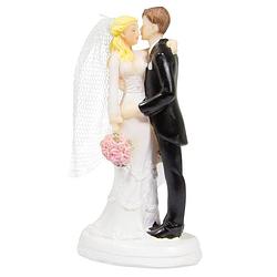 Foto van Bruidstaartdecoratie - 14 cm - bruiloft taarttopper figuurtjes