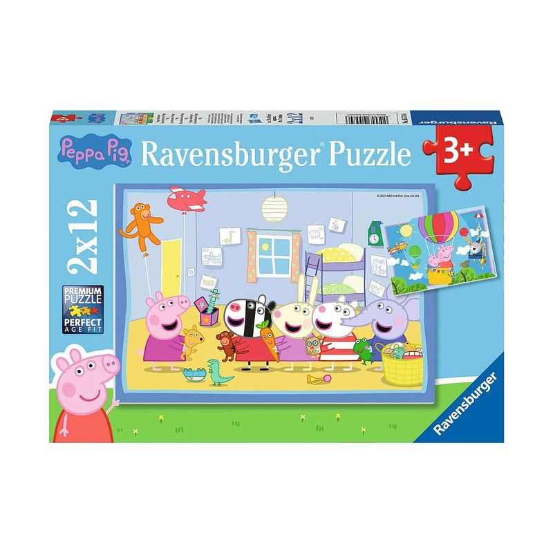 Foto van Ravensburger kinderpuzzel peppa pig - 2 x 12 stukjes