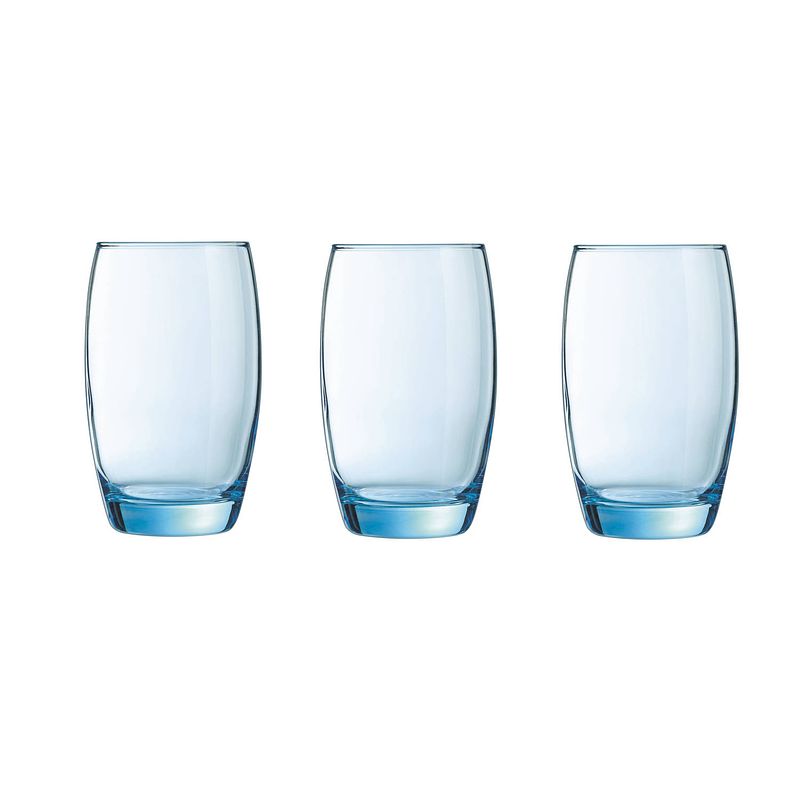 Foto van 12x stuks drinkglazen/waterglazen transparant blauw 350 ml - drinkglazen