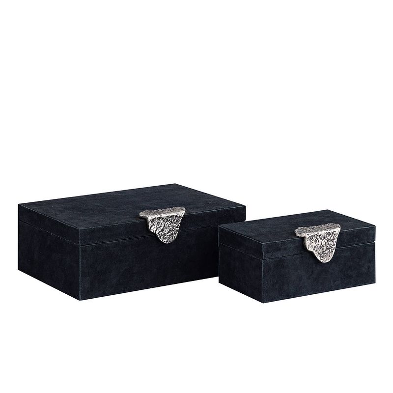 Foto van Ptmd hazael black suede box silver handle set of 2