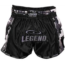 Foto van Legend sports kickboksshort camo unisex satijn zwart/grijs mt m