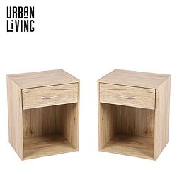 Foto van Urban living - nachtkastjes set van 2 - 2 open nachtkasten met lade - 39x30x48cm