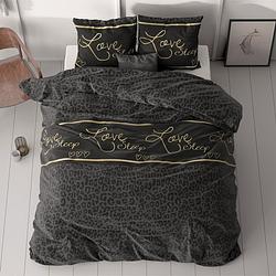 Foto van Dekbedovertrek black sleep dekbedovertrek - lits-jumeaux (240x220 cm) - zwart polyester-katoen - dessin: tekst - sleeptime elegance -