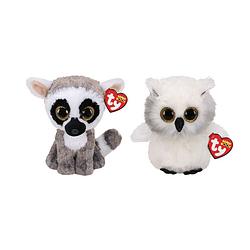 Foto van Ty - knuffel - beanie boo's - linus lemur & austin owl