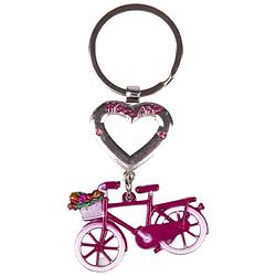 Foto van Matix sleutelhanger holland fiets 6 cm staal roze/zilver