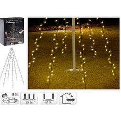 Foto van Led vlaggenmast verlichting met 192 warm witte lampjes/lichtjes 208 cm hoog - kerstverlichting/verlichting buiten