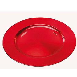 Foto van Rond kaarsenbord/kaarsenplateau rood van kunststof 33 cm - kaarsenplateaus
