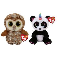 Foto van Ty - knuffel - beanie boo's - percy owl & paris panda