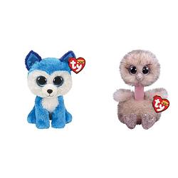 Foto van Ty - knuffel - beanie boo's - prince husky & henna ostrich