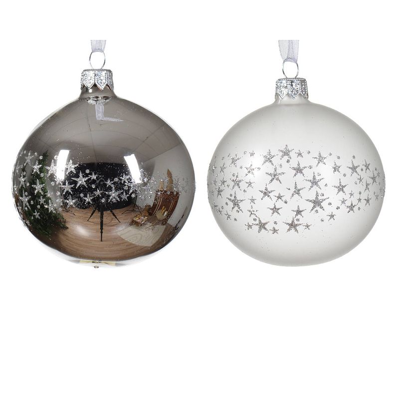 Foto van Decoris - kerstbal glas d8 cm zilver a2 iii kerst