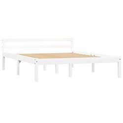 Foto van The living store bedframe grenenhout - 140 x 200 cm - wit - massief - stevig