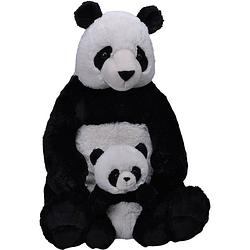 Foto van Wild republic knuffel pandabeer 58 cm junior pluche zwart/wit 2-delig