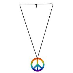 Foto van Hippie flower power sixties sieraden peace teken ketting - verkleedsieraden