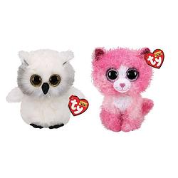 Foto van Ty - knuffel - beanie boo's - ausitin owl & reagan cat