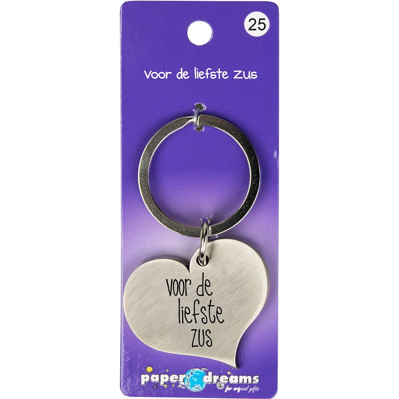 Foto van Paper dreams sleutelhanger liefste zus 10 x 4 cm ijzer zilver