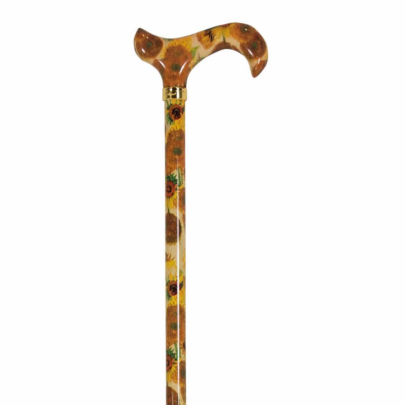 Foto van Classic canes verstelbare wandelstok - zonnebloemen - vincent van gogh - aluminium - derby handvat- lengte 77 - 100 cm