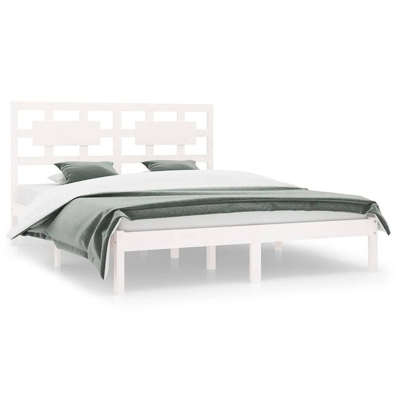 Foto van The living store houten bedframe - bedframe 205.5 x 125.5 x 31 cm - massief grenenhout