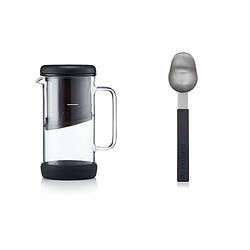 Foto van One brew cafetière met scoop koffie maatschep, giftset, zilver - barista & co