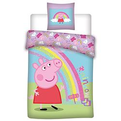 Foto van Peppa pig dekbedovertrek rainbow - eenpersoons - 140 x 200 cm - katoen