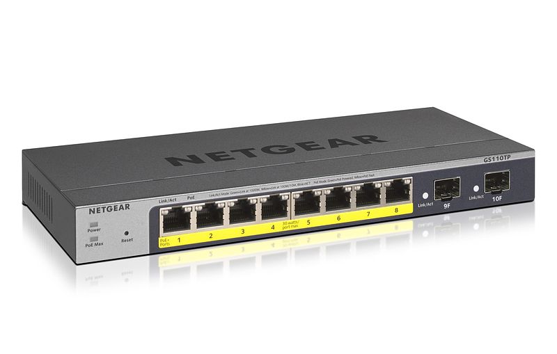 Foto van Netgear gs110tp-300eus switch grijs