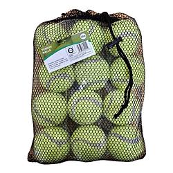 Foto van Tennisballen voordeelpakket - 12x stuks - geel - rubber/katoen - tennisballen
