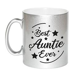 Foto van Zilveren best auntie ever cadeau koffiemok / theebeker 330 ml - feest mokken