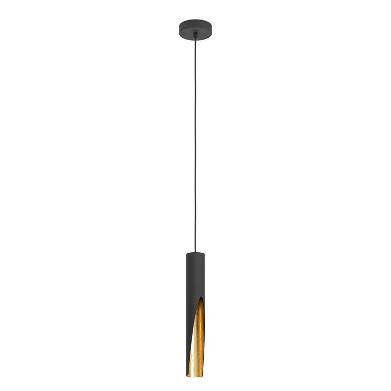 Foto van Eglo barbotto hanglamp - gu10 - ø 6 cm - zwart/goud - staal