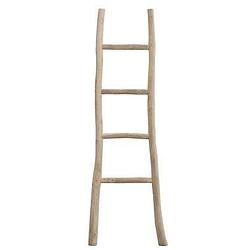 Foto van Decoratieve ladder roel - teakkleur - 160x55x5 cm - leen bakker