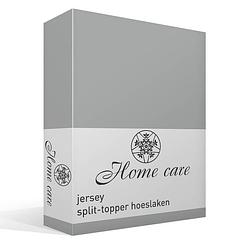 Foto van Home care jersey split-topper hoeslaken - 100% gebreide jersey katoen - lits-jumeaux (200x200/220 cm) - grey