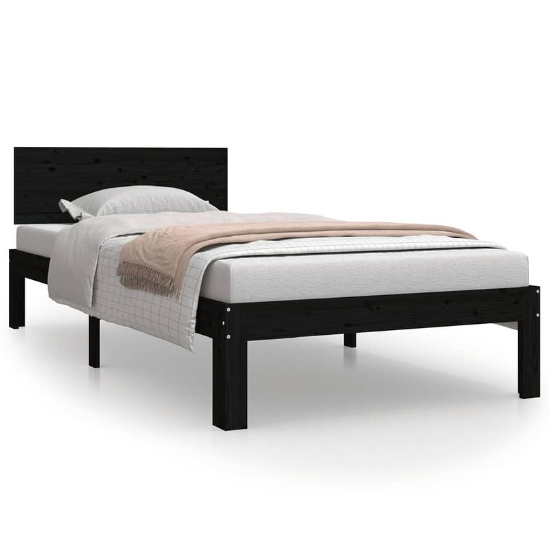 Foto van Vidaxl bedframe massief grenenhout zwart 90x200 cm