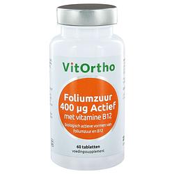 Foto van Vitortho foliumzuur actief 400mcg tabletten 60st
