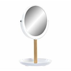 Foto van Make-up spiegel op standaard bamboe/wit h31 en d17 cm - spiegels