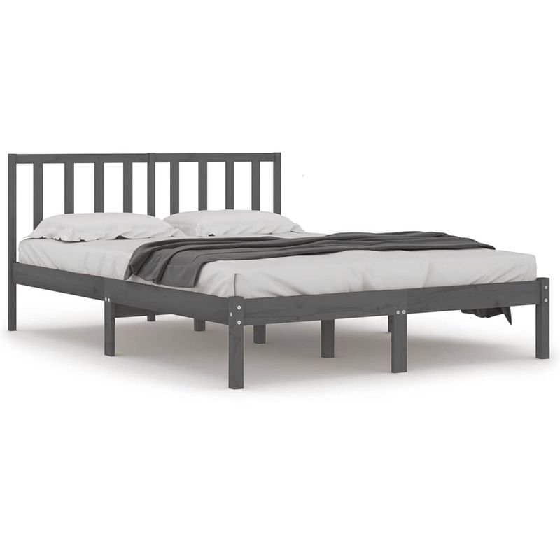 Foto van The living store bedframe - houten - 205.5 x 206 x 100 cm - grijs