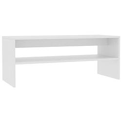 Foto van The living store salontafel scandinavisch - 100x40x40 cm - met schap - wit - bewerkt hout