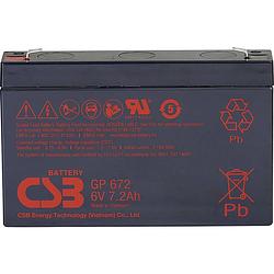 Foto van Csb battery gp 672 standby usv loodaccu 6 v 7.2 ah loodvlies (agm) (b x h x d) 151 x 101 x 34 mm kabelschoen 4.8 mm, kabelschoen 6.35 mm onderhoudsvrij,