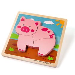 Foto van Bigjigs chunky lift out pig puzzle